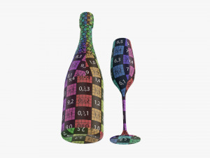 Champagne Bottle With Glass Modèle 3D