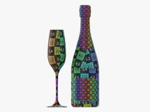 Champagne Bottle With Glass Modèle 3D