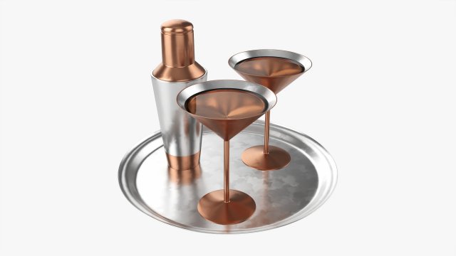 Cocktail With Shaker On Tray Model 3D .c4d .max .obj .3ds .fbx .stl .blend 