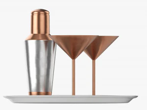 Cocktail With Shaker On Tray 3D Model