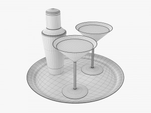 Cocktail With Shaker On Tray Model 3D
