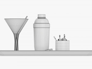 Cocktail With Shaker On Tray And Olives 3D Модель