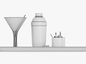 Cocktail With Shaker On Tray And Olives 3D Model