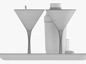 Cocktail With Shaker On Tray And Olives 3D Model