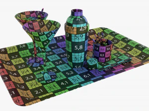 Cocktail With Shaker On Tray And Olives 3D Model