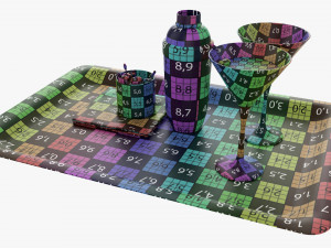 Cocktail With Shaker On Tray And Olives 3D Модель