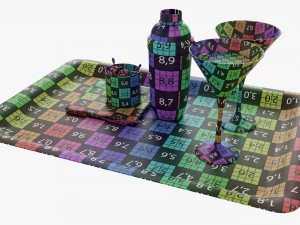 Cocktail With Shaker On Tray And Olives 3D Model