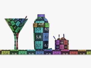 Cocktail With Shaker On Tray And Olives 3D Model