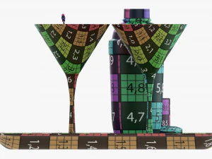 Cocktail With Shaker On Tray And Olives 3D Model