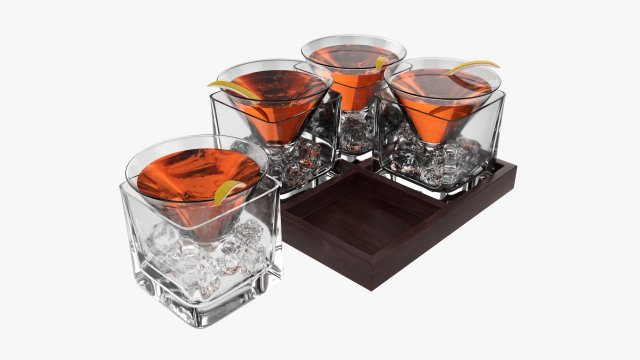 Cocktails On Stand With Lemon 3D Model .c4d .max .obj .3ds .fbx .stl .blend 