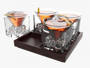 Cocktails On Stand With Lemon 3D Model