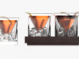 Cocktails On Stand With Lemon 3D Model