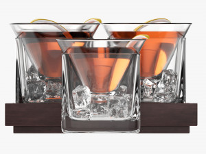 Cocktails On Stand With Lemon 3D Model