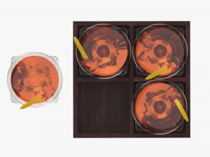 Cocktails On Stand With Lemon 3D Model