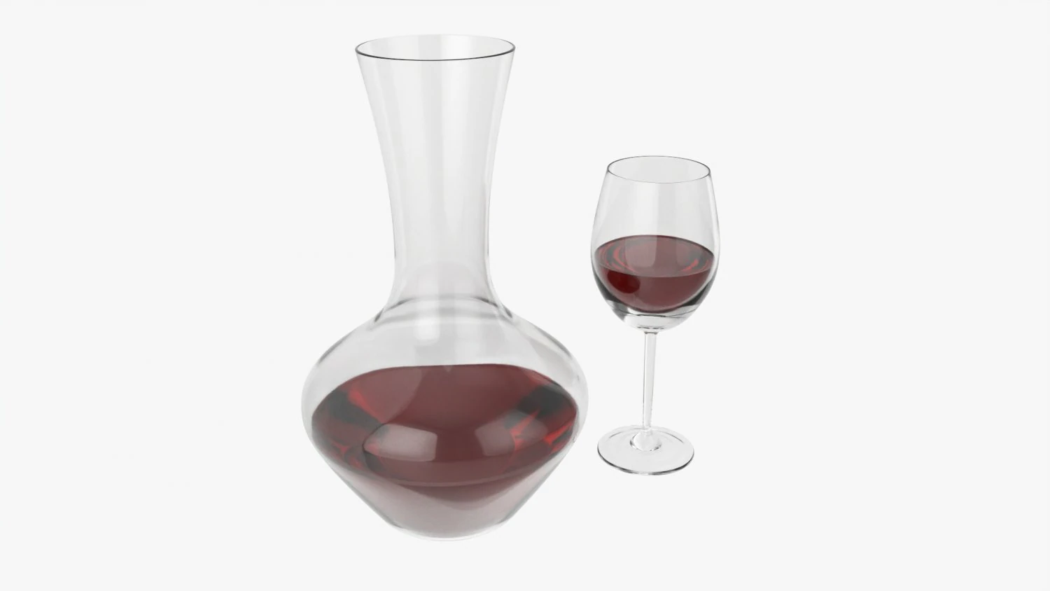 Decanter With Wine And Glass 3D Model .c4d .max .obj .3ds .fbx .stl .blend 