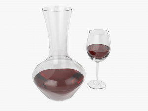 Decanter With Wine And Glass 3D Model