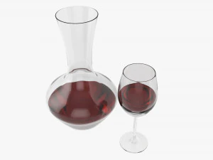 Decanter With Wine And Glass 3D Model
