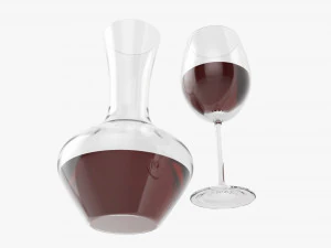 Decanter With Wine And Glass 3D Model