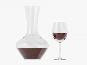 Decanter With Wine And Glass 3D Model