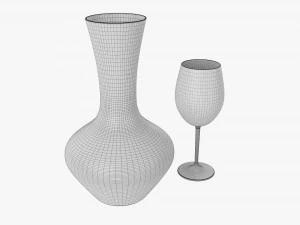 Decanter With Wine And Glass 3D Model