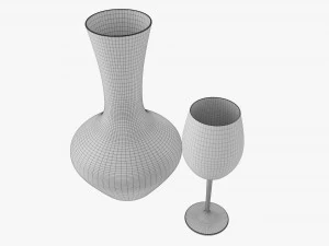 Decanter With Wine And Glass 3D Model