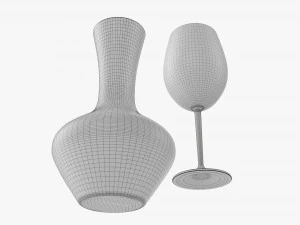 Decanter With Wine And Glass 3D Model