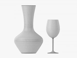 Decanter With Wine And Glass 3D Model