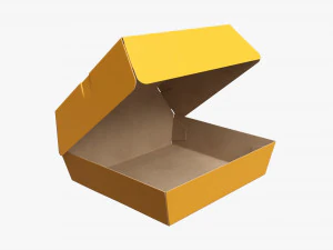 Бумажная коробка для фаст-фуда 02, открытая 3D Модель
