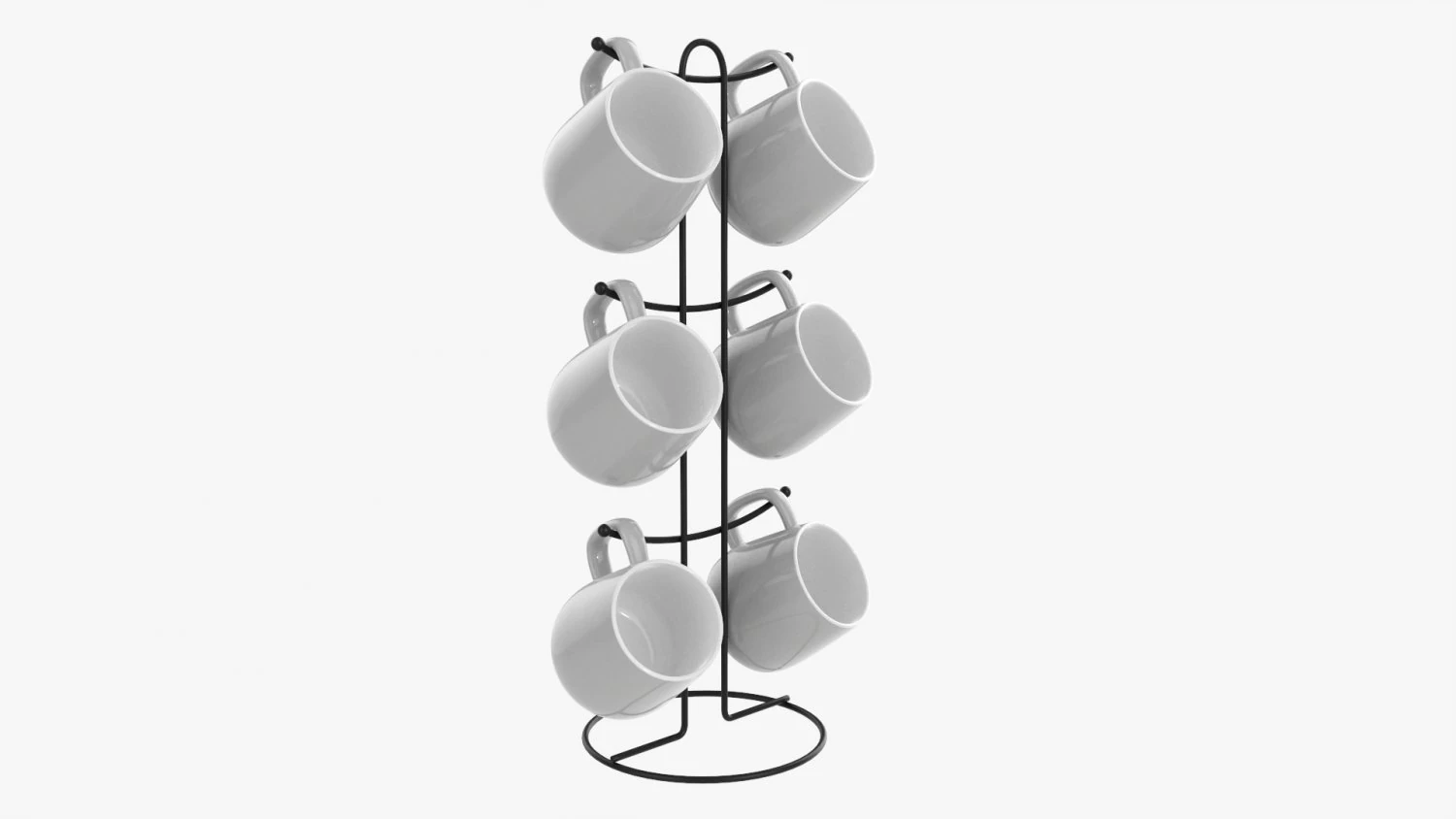 Kitchen Six Mug Stand With Mugs 3D Model .c4d .max .obj .3ds .fbx .stl .blend