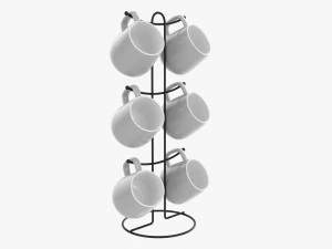 Suporte para seis canecas de cozinha com canecas Modelo 3D