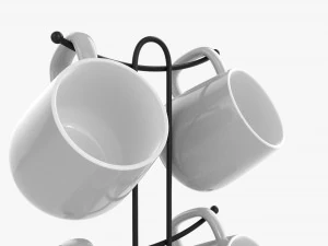 Kitchen Six Mug Stand With Mugs 3D Model