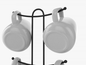 Kitchen Six Mug Stand With Mugs 3D Model