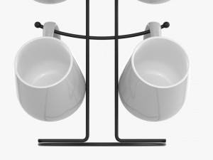 Kitchen Six Mug Stand With Mugs 3D Model
