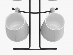 Kitchen Six Mug Stand With Mugs 3D Model