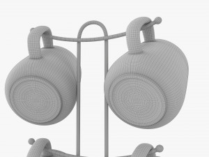 Kitchen Six Mug Stand With Mugs 3D Model