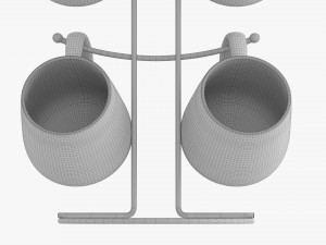 Kitchen Six Mug Stand With Mugs 3D Model