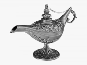 Aladdin magische lamp versierd met zilver 3D Model