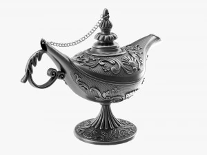 Aladdin Magic Lamp Decorated Silver 3D Model