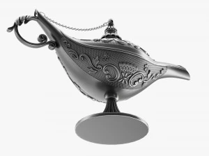 Aladdin Magic Lamp Decorated Silver 3D Model