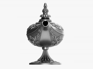 Aladdin Magic Lamp Decorated Silver 3D Model