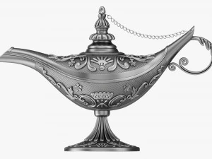 Aladdin Magic Lamp Decorated Silver 3D Model