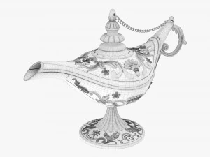 Aladdin Magic Lamp Decorated Silver 3D Model