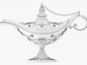 Aladdin Magic Lamp Decorated Silver 3D Model