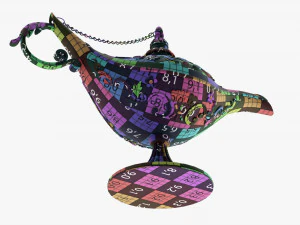 Aladdin Magic Lamp Decorated Silver 3D Model