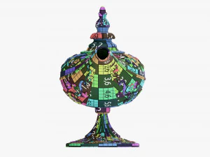Aladdin Magic Lamp Decorated Silver 3D Model