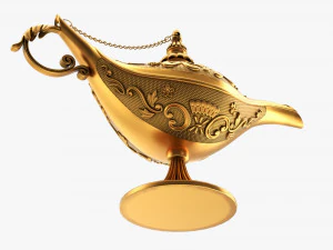 Aladdin Magic Lamp Decorated Gold 3D Model