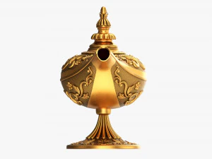 Aladdin Magic Lamp Decorated Gold 3D Model