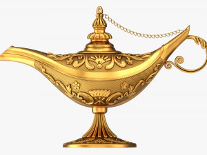 Aladdin Magic Lamp Decorated Gold 3D Model