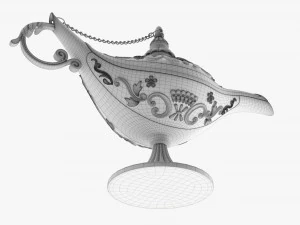 Aladdin Magic Lamp Decorated Gold 3D Model