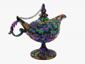 Aladdin Magic Lamp Decorated Gold 3D Model